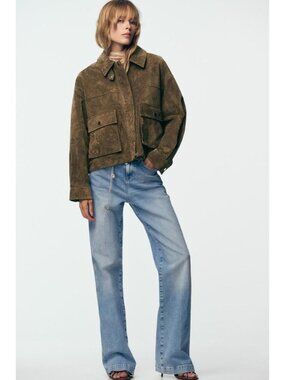 ZARA 100% LEATHER BOMBER JACKET